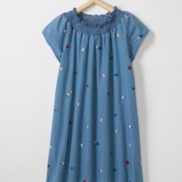 Hannah Andersson girls Embroidered Chambray Dress size 10 GUC